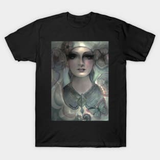 fashion exotic woman metallic designer print drawing T-Shirt